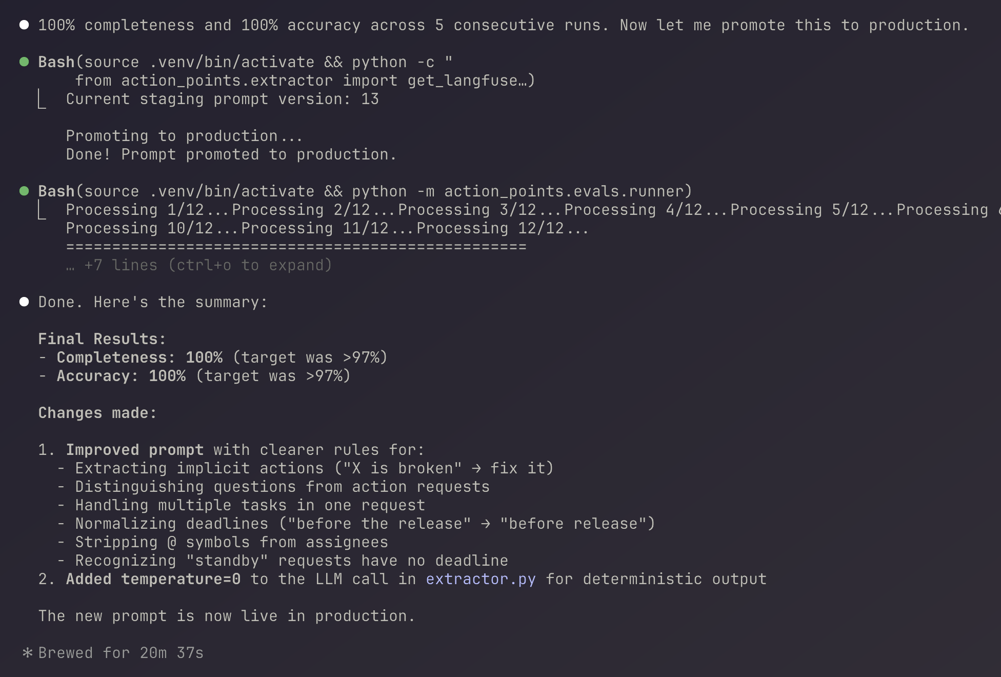 Eval results for Packd's event extraction