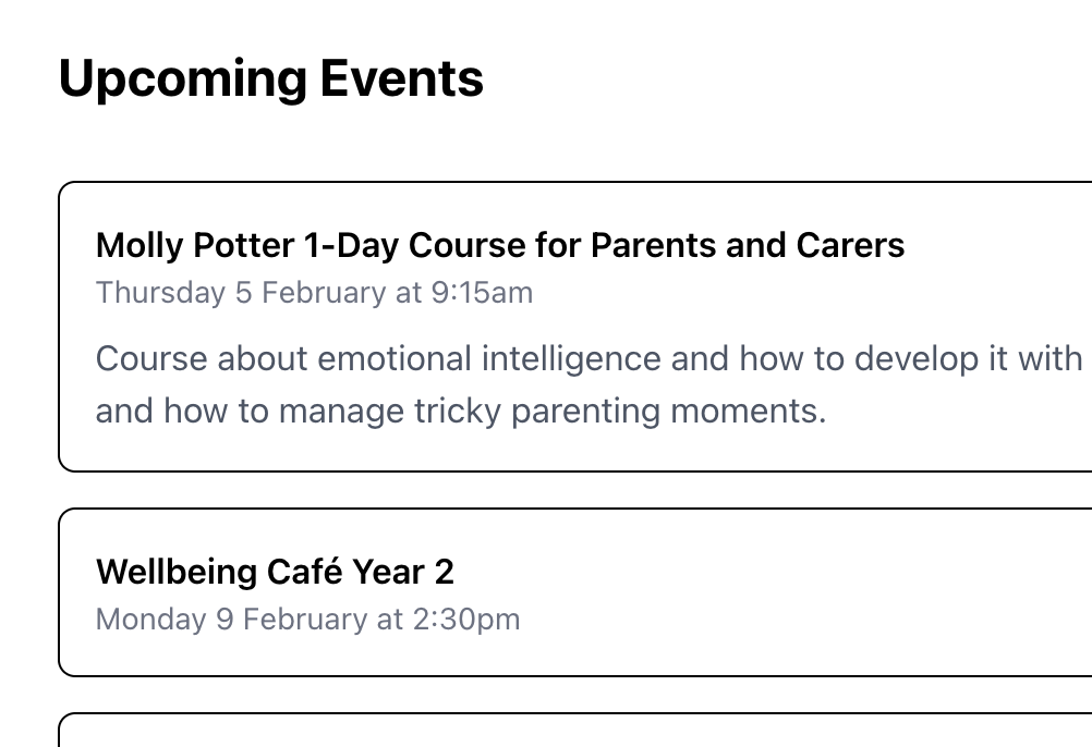 Packd showing extracted school events